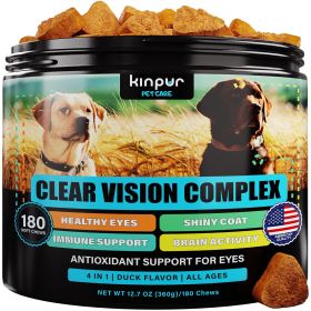 Eye Vitamins for Dogs Dog Vision Supplement for Tear Stains Dog Eye Care Immune Support Vitamin С Carrot Fish Oil Lutein 180 Soft Chews with Duck Fla