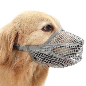 Pet Muzzle Mask Soft Mesh Muzzle Adjustable Dog Mouth Cover with Breathable Mesh Adjustable Neck Forehead Strap (Color: Grey, size: S)